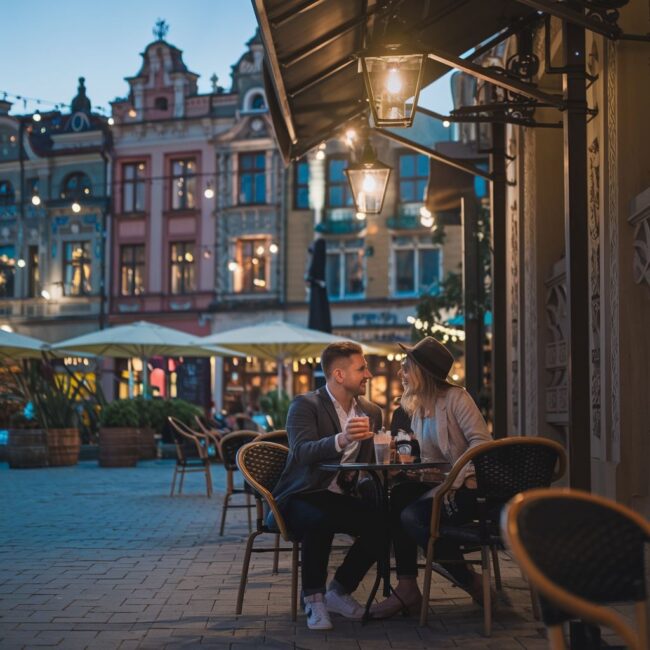 romantyczna kolacja w kawiarni