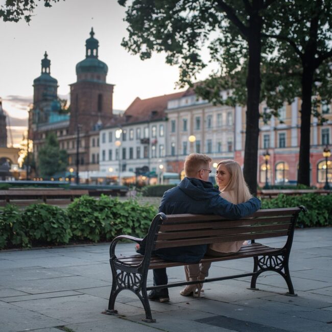 romantyczny spacer w parku Ostrów Wielkopolski