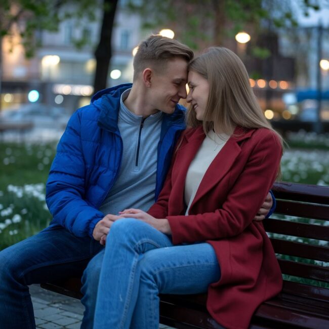 romantyczny spacer w parku